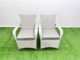 Fimous Outdoor Rattan Garden Furniture Set Patio 6 Chairs Plus Rectangular Dining Table Sets Light Grey Mixed - thumbnail 3