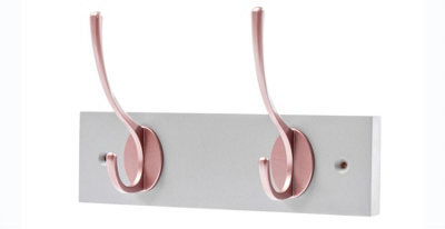 Keypak Victorian 2 Hook Wall-Mount Wooden Coat Rack, 22.5Cm - Dove Bloc With Rose Hooks - Fixings Included - image 1