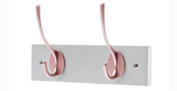 Keypak Victorian 2 Hook Wall-Mount Wooden Coat Rack, 22.5Cm - Dove Bloc With Rose Hooks - Fixings Included - thumbnail 1