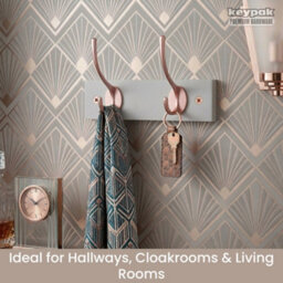 Keypak Victorian 2 Hook Wall-Mount Wooden Coat Rack, 22.5Cm - Dove Bloc With Rose Hooks - Fixings Included - thumbnail 5