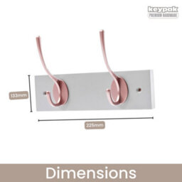 Keypak Victorian 2 Hook Wall-Mount Wooden Coat Rack, 22.5Cm - Dove Bloc With Rose Hooks - Fixings Included - thumbnail 3