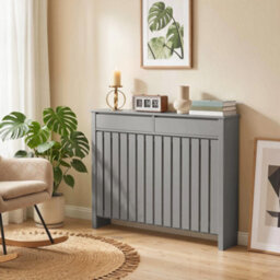 Homcom Large Radiator Cover With Drawers And Vertical Slats 119 X 19 X 93 Cm - thumbnail 9