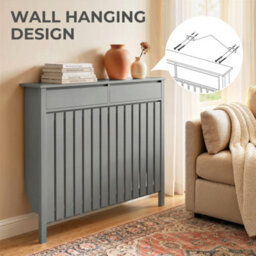 Homcom Large Radiator Cover With Drawers And Vertical Slats 119 X 19 X 93 Cm - thumbnail 6