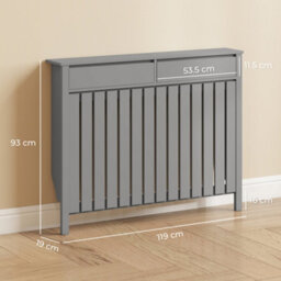 Homcom Large Radiator Cover With Drawers And Vertical Slats 119 X 19 X 93 Cm - thumbnail 3