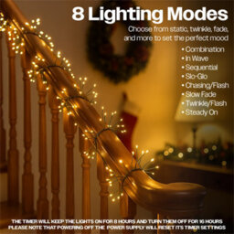 Xmas Haus Warm White Multifunction Micro Led Green Wire Cluster Lights - thumbnail 7