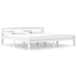 Berkfield Bed Frame White Solid Pinewood 200X200 Cm - thumbnail 1