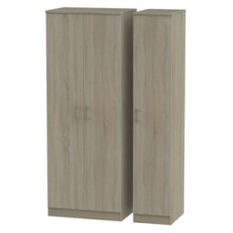 Ready Assembled Contemporary Dark Oak Effect Tall Triple Wardrobe (H)1970mm (W)1110mm (D)530mm - thumbnail 1