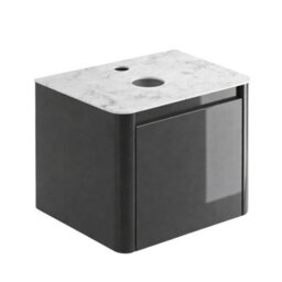 Plum&clay Mayfair Gloss Dark Grey Wall Hung Bathroom Vanity Unit With White Marble Countertop (W)550mm (H)406mm - thumbnail 2
