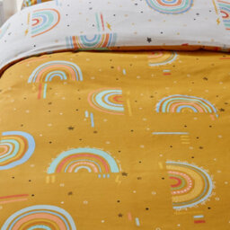 Little Furn. Rainbow Tribe Geometric Kids Duvet Cover Set, Double, Yellow - thumbnail 3