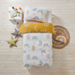 Little Furn. Rainbow Tribe Geometric Kids Duvet Cover Set, Double, Yellow - thumbnail 2