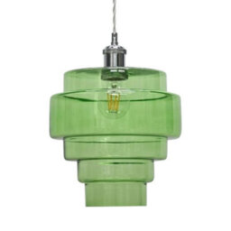 First Choice Lighting Benson - 5 Tier Green Glass Easy Fit Pendant Lightshade - thumbnail 1