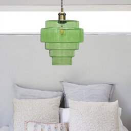 First Choice Lighting Benson - 5 Tier Green Glass Easy Fit Pendant Lightshade - thumbnail 5