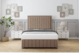 "Sloomy Pemberton Mink Plush Divan Bed No Drawers-26"" Strutted Headboard 12"" Footboard 4' Small Double" - thumbnail 2