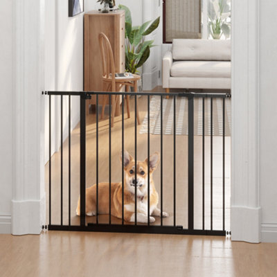 Pawhut Pressure Fitted Pet Dog Safety Gate Metal Fence 76 Cm Tall, Black - image 1
