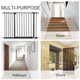 Pawhut Pressure Fitted Pet Dog Safety Gate Metal Fence 76 Cm Tall, Black - thumbnail 5
