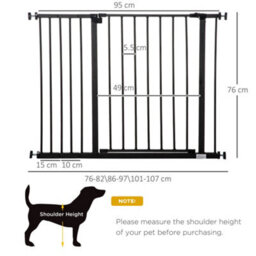 Pawhut Pressure Fitted Pet Dog Safety Gate Metal Fence 76 Cm Tall, Black - thumbnail 3