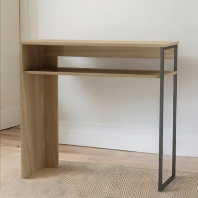 Pirlo Plush 2 Tier Console Table With Steel Frame Hallway Furniture Oak - image 1