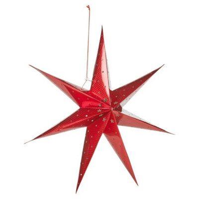 Urbn-Living Red - Large Led Festive Paper Star Lantern Hanging Christmas Lights - image 1