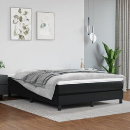 Berkfield Box Spring Bed Frame Black 135X190 Cm 4Ft6 Double Faux Leather - thumbnail 1