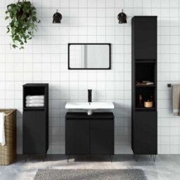 Berkfield Industrial Bathroom Cabinet Black 58X33X60 Cm Engineered Wood - thumbnail 2