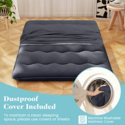 Costway Foldable Tatami Mat Floor Futon Mattress Roll Up Sleeping Pad W/ Washable Cover, Small Double/double/king Size - thumbnail 6