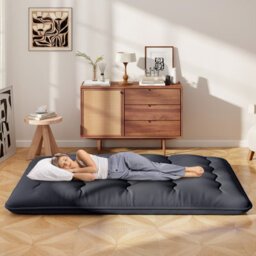 Costway Foldable Tatami Mat Floor Futon Mattress Roll Up Sleeping Pad W/ Washable Cover, Small Double/double/king Size - thumbnail 3