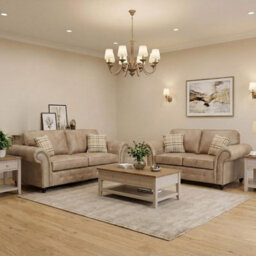 Gamzo Outlet 3+2 Seater Sofa Set Full Back Leather Couch With Strong Wooden Frame And Padded Curved Arms - thumbnail 1