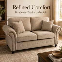 Gamzo Outlet 3+2 Seater Sofa Set Full Back Leather Couch With Strong Wooden Frame And Padded Curved Arms - thumbnail 4