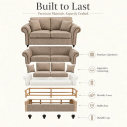 Gamzo Outlet 3+2 Seater Sofa Set Full Back Leather Couch With Strong Wooden Frame And Padded Curved Arms - thumbnail 7