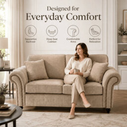 Gamzo Outlet 3+2 Seater Sofa Set Full Back Leather Couch With Strong Wooden Frame And Padded Curved Arms - thumbnail 3