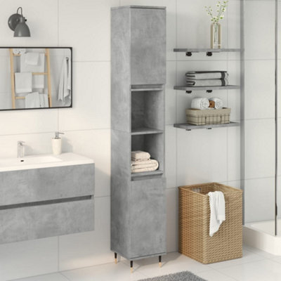 Berkfield Bathroom Cabinet Concrete Grey 30X30X190 Cm Engineered Wood - image 1
