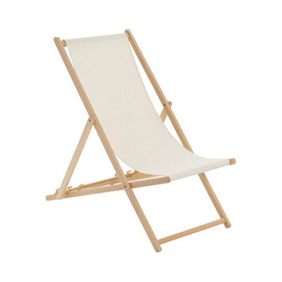 Harbour Housewares Folding Wooden Beach Deck Chair - Natural - image 1