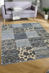 Aspect Furniture Fez Vintage Oriental Style Area Rug-Blue With Black & Beig - thumbnail 1