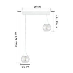 Luminosa Lighting Luminosa Lacrima Bar Pendant Ceiling Light White Transparent Glass Shade 2X E27 - thumbnail 2