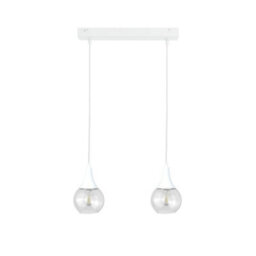Luminosa Lighting Luminosa Lacrima Bar Pendant Ceiling Light White Transparent Glass Shade 2X E27 - thumbnail 1