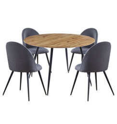 Hallowood Furniture Cullompton Large Round Dining Table, Light Oak Effect Top (120Cm), With 4 Grey Fabric Curved Back Chairs - thumbnail 8