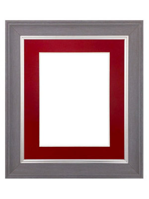 Frames By Post Scandi Slate Grey Frame With Red Mount For Image Size A2 - image 1
