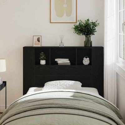 Berkfield Headboard Cabinet Black Oak 120X19X104,5 Cm Engineered Wood - image 1