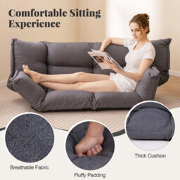 Costway Floor Sofa Chair Convertible Lazy Couch With Adjustable Backrest - thumbnail 4