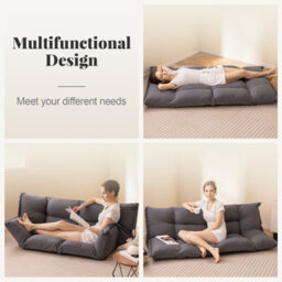Costway Floor Sofa Chair Convertible Lazy Couch With Adjustable Backrest - thumbnail 3