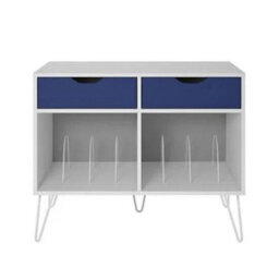 2 Drawer Turntable Bookcase Unit Stand In White And Blue - thumbnail 2