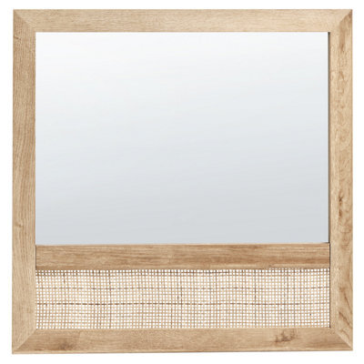 Beliani Wall Mirror Rosell 60 Cm 60 Cm Light Brown - image 1
