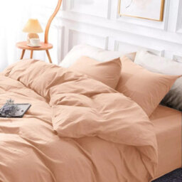 Bedlooms Peach Cotton Duvet Cover Set, Breathable & Anti-Allergic Bedding Pack, Single 135X200Cm - thumbnail 1