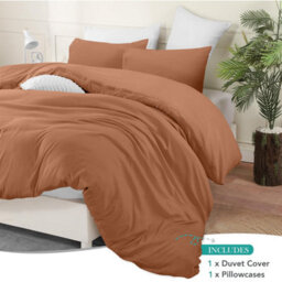 Bedlooms Peach Cotton Duvet Cover Set, Breathable & Anti-Allergic Bedding Pack, Single 135X200Cm - thumbnail 2
