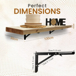 Mkgt Rustic Folding Wall Mounted Breakfast Bar Table - Solid Wood (Antique Pine, 100 X 30Cm) - thumbnail 2