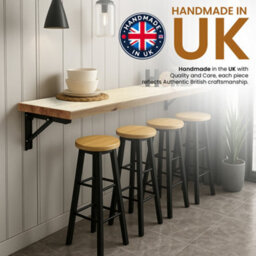 Mkgt Rustic Folding Wall Mounted Breakfast Bar Table - Solid Wood (Antique Pine, 100 X 30Cm) - thumbnail 4