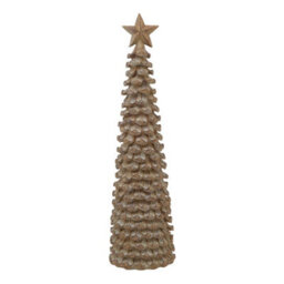 Hill Interiors Cedar Tree With Star Christmas Decoration Beige (26Cm X 8Cm X 8Cm)