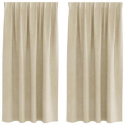 Berkfield Blackout Curtains With Top Tape 2 Pcs Cream Velvet - thumbnail 2