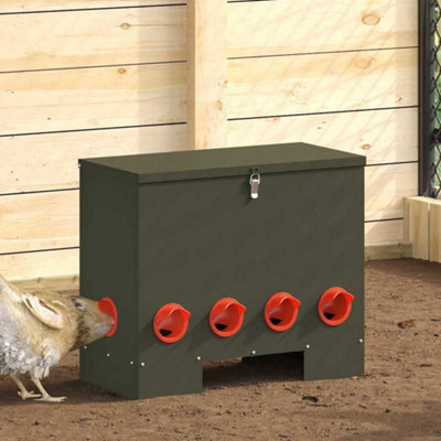 Walplus Olive Green Chicken Feeder, 25 Kg Capacity, With Cover Lock 60.5 X 29 X 51 Cm Cold-Rolled Steel - image 1