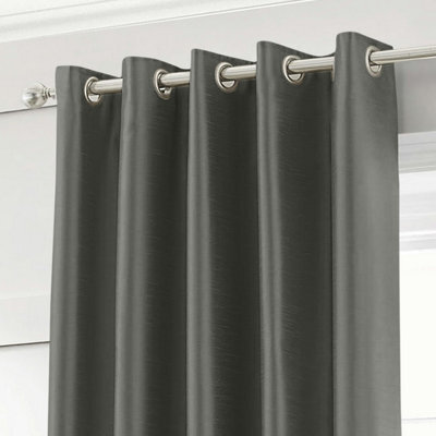 Intimates Faux Silk Eyelet Curtains - Charcoal